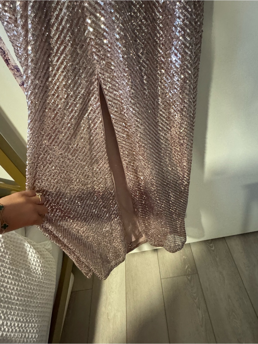 Adrianna Papell Rose Gold Sequin Spaghetti Strap dress - Picture 7 of 7
